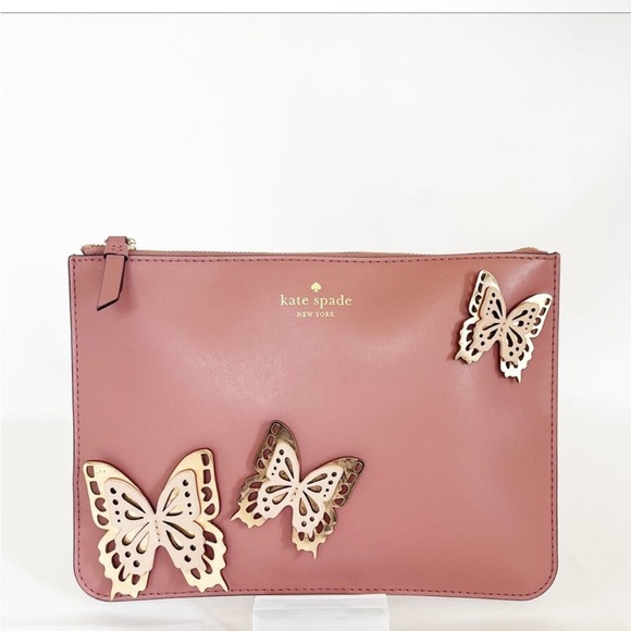 NWT Kate Spade Gia Dusty Peony Butterfly Large Clutch/Wristlet - Picture 7 of 7
